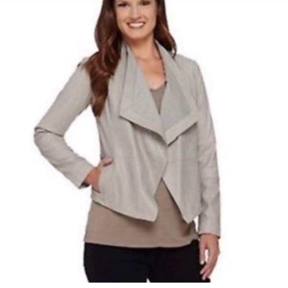 dove cloud grey leather perforated moto jacket cropped